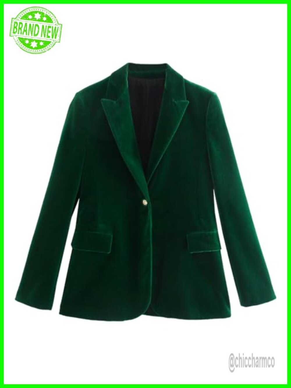 Velvet Blazer Long Sleeve Button Front Lined Jacket Pockets Work Coat